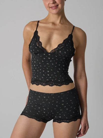 Lace Strap Tank Top and Short Sets