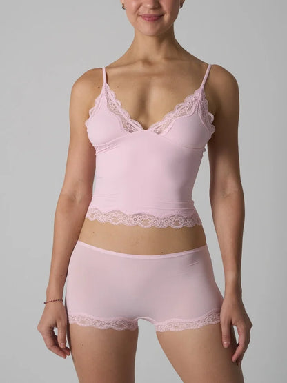 Lace Strap Tank Top and Short Sets