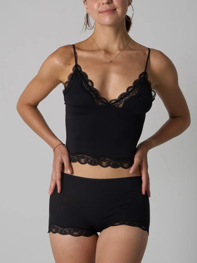 Lace Strap Tank Top and Short Sets